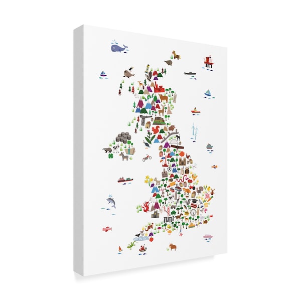 Michael Tompsett 'Animal Map Of Great Britain & Ni For Children And Kids' Canvas Art,35x47